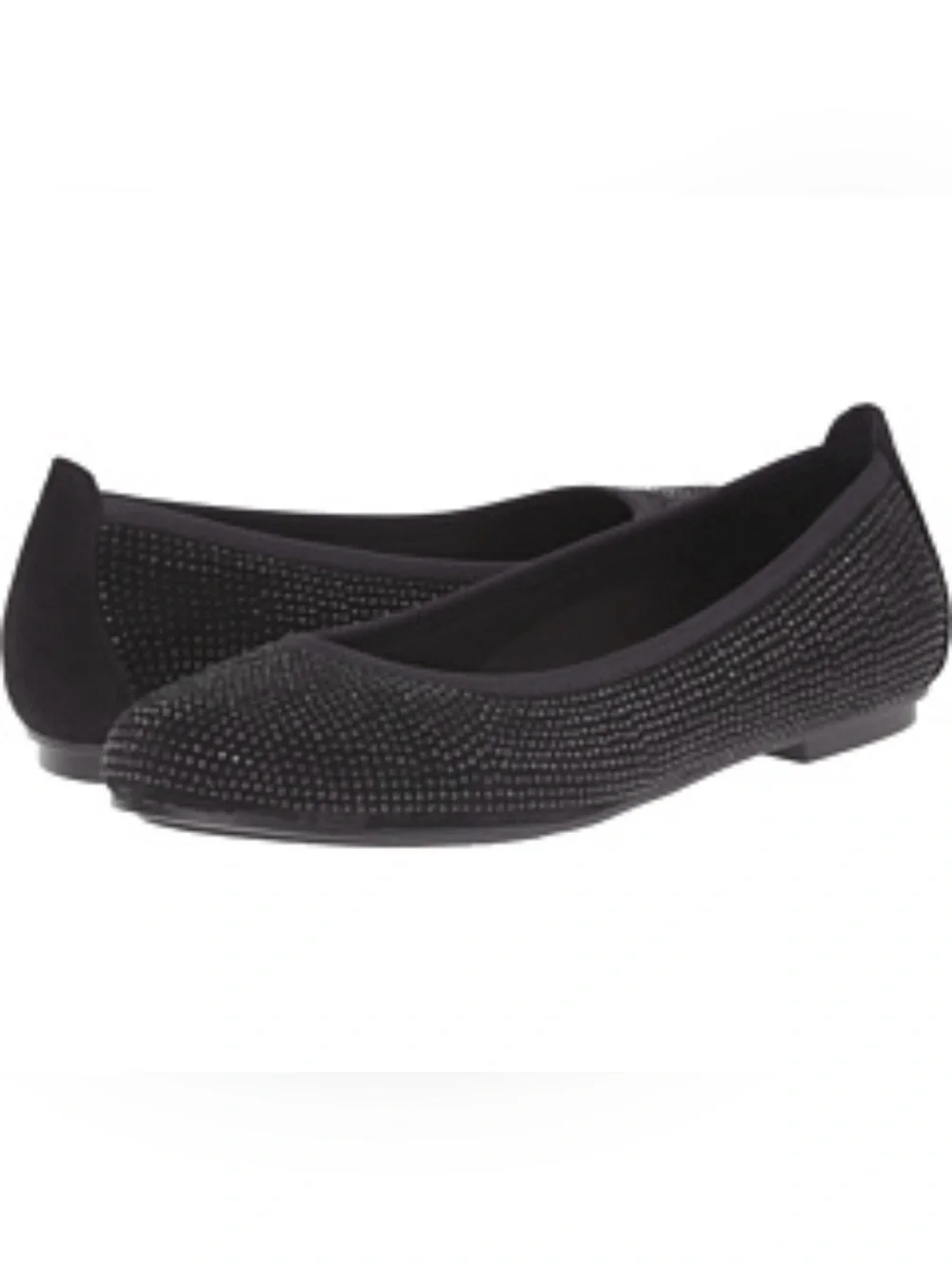 VIONIC STUDDED SHINY RHINESTONE BALLET FLATS SHOES BLACK SZ 8 ORTHAHEEL